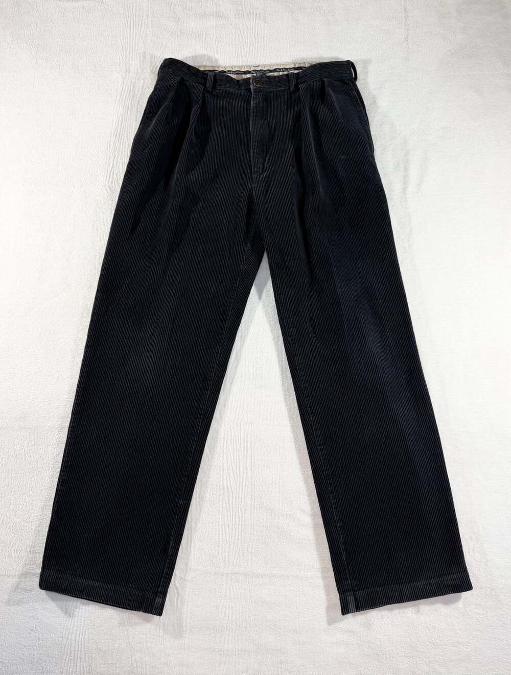 Polo Ralph Lauren Andrew Corduroy Pants Size 35/32 Black Pleated Cords